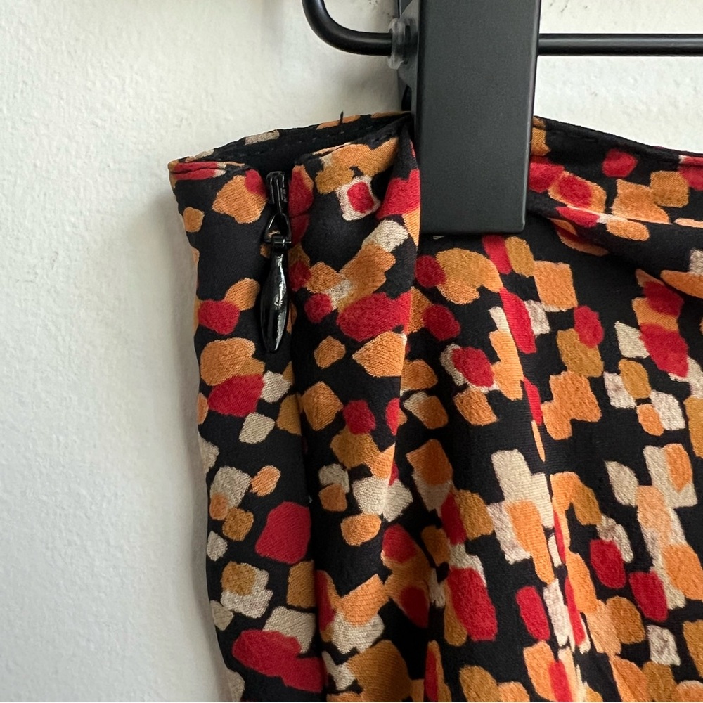 LES COPAINS Made In Italy 100% Silk Midi Skirt Geometric Retro Hipster Fall 44 - Picture 5 of 12